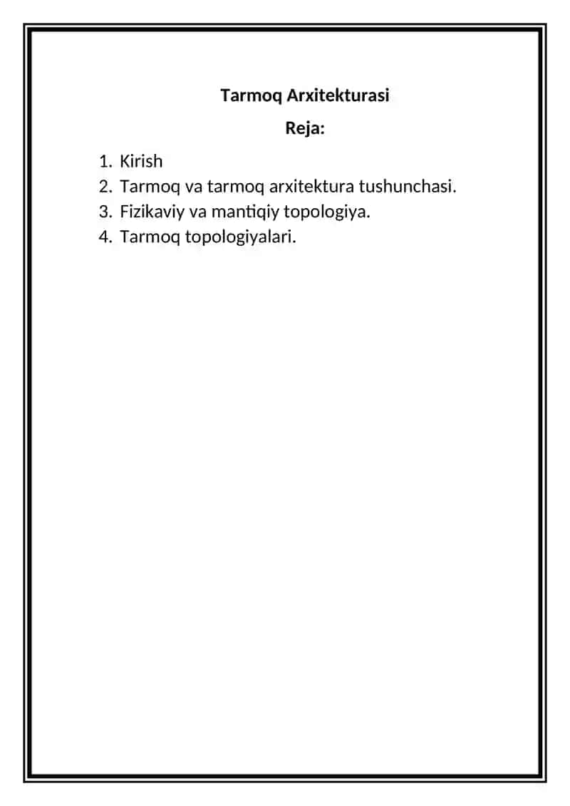 Tarmoq arxitekturasi 2