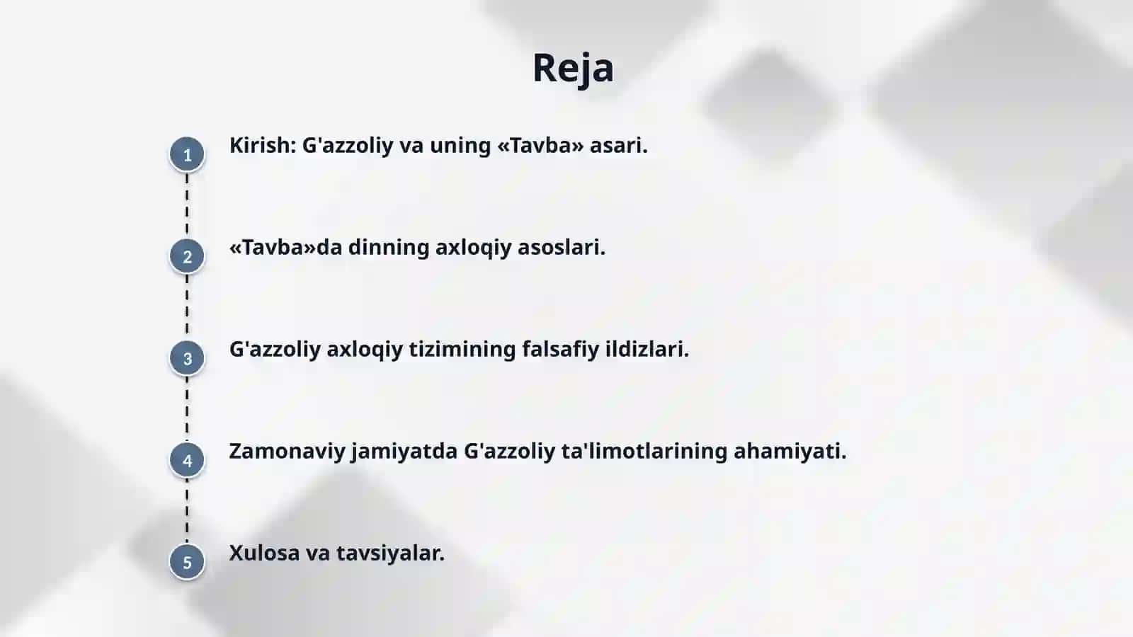 G'azzoliyning Tavba asari asosida "Din va Ahloq" 2