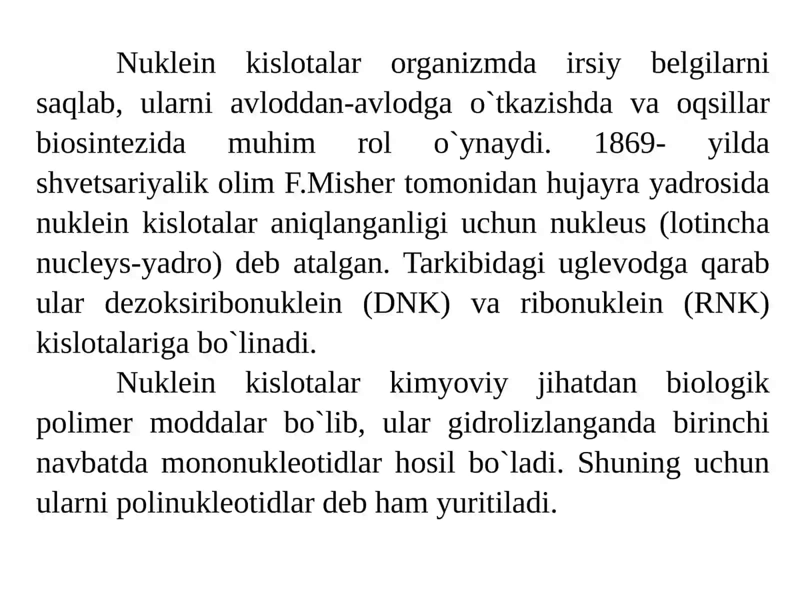 Nuklein kislotlar, tuzilishi va xossalari 2