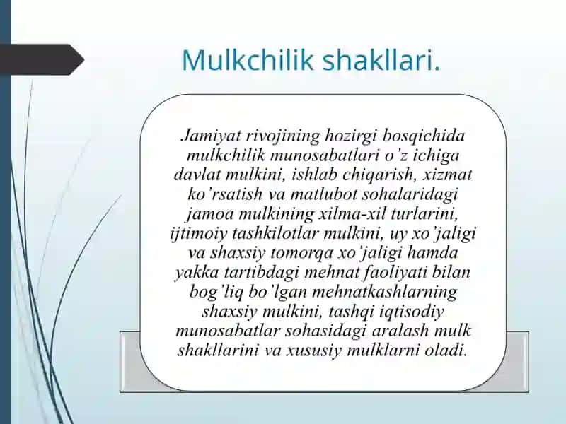 MULKNI DAVLAT TASARRUFIDAN CHIQARISH, XUSUSIYLASHTIRISH 2