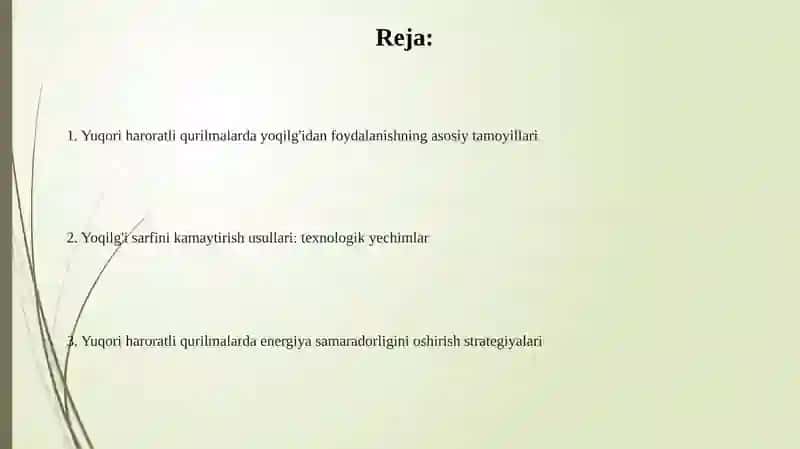 Yuqori haroratli qurilmalarda yoqilg'idan foydalanish 2