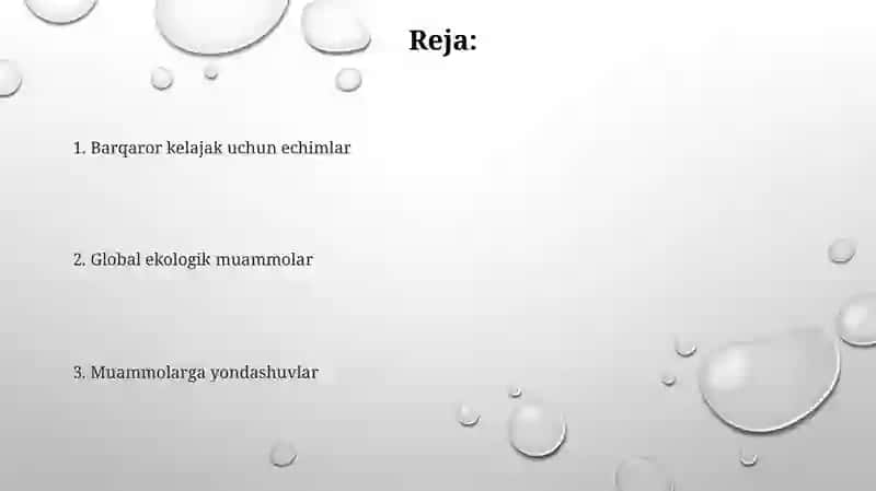 Global ekologik muammolar va ularning yechimi 2