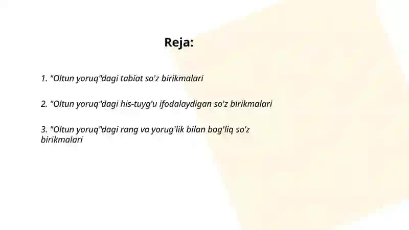 "Oltun yoruq"dagi so'z birikmalari 2