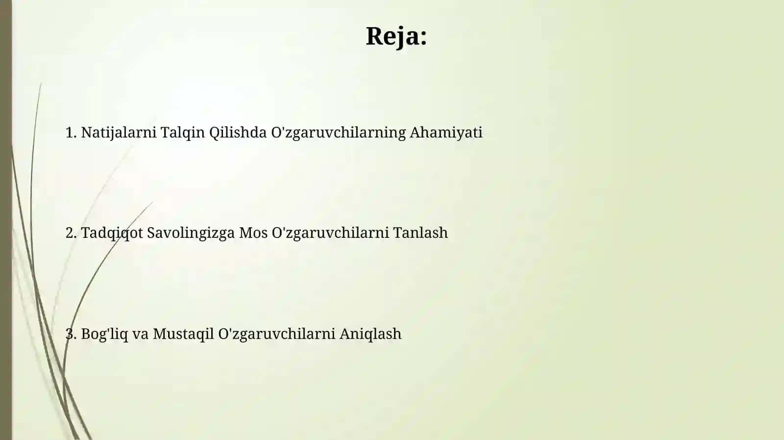 O'zgaruvchilarni tanlash 2