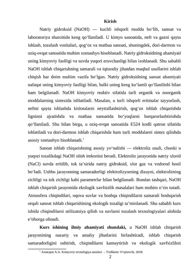 Natriy gidroksid (NaOH ) 2