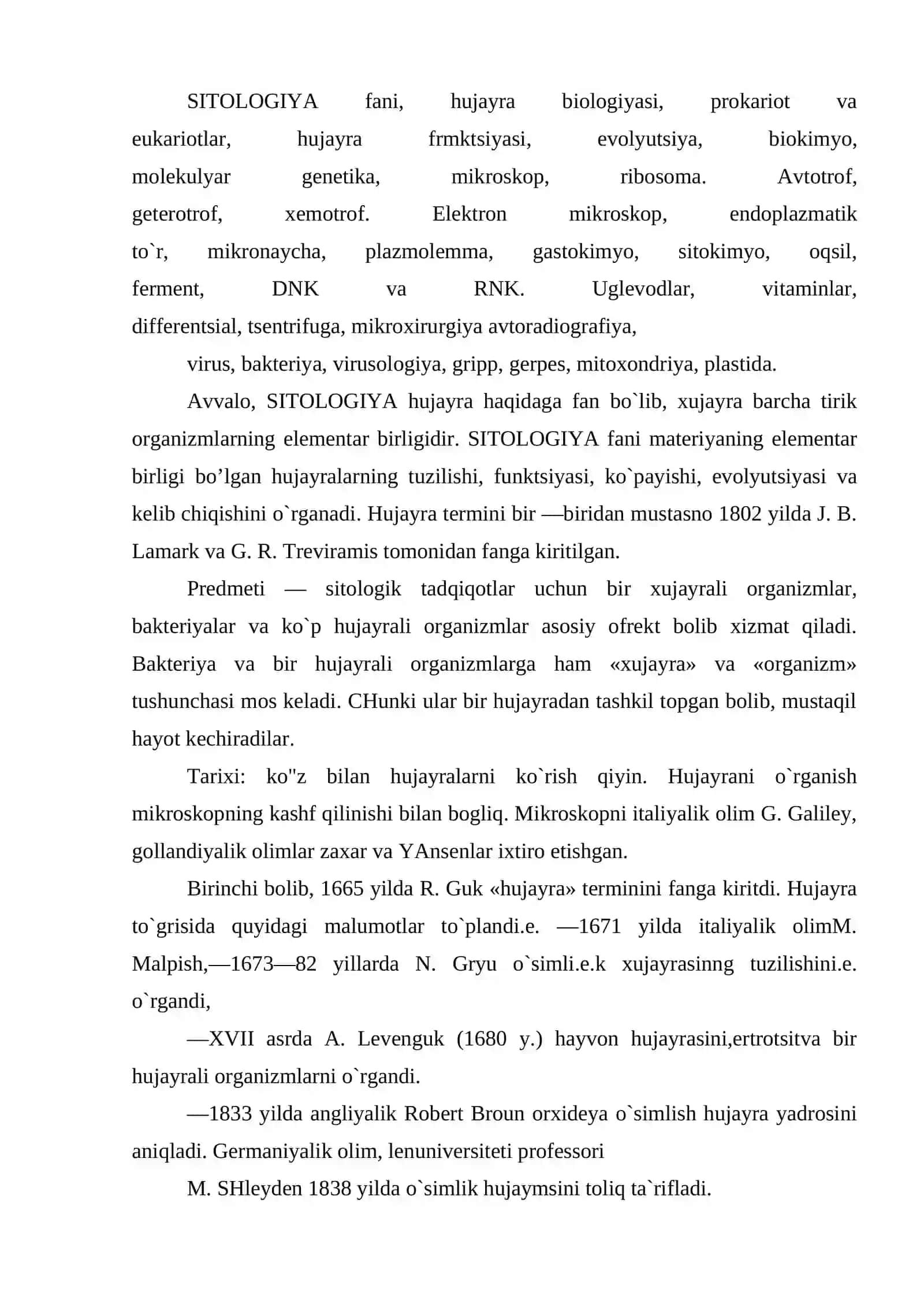 Sitologiya asoslari sitologiya fani, predmeti va uni o`rganish usullari 2