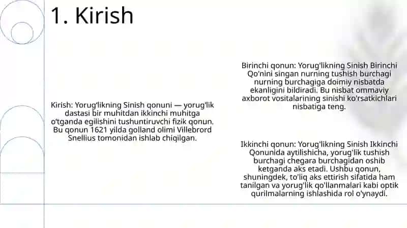 Yorug'likning Sinish Qonunlari 2