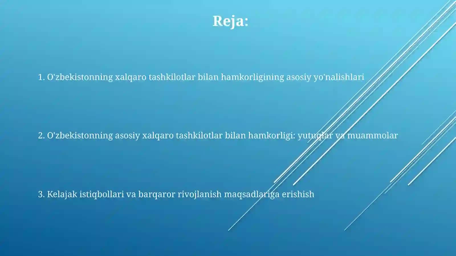 Oʻzbekistonning xalqaro tashkilotlar bilan hamkorlik aloqalari 2