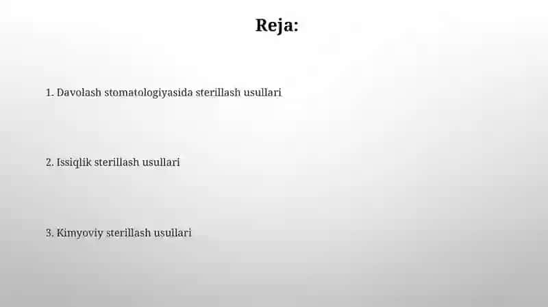 Terapevtik stamatalogiyada sterilizatsiya usullari 2