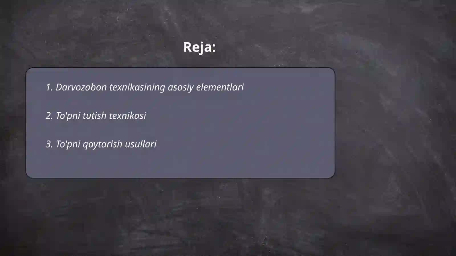 Darvozabon texnikasi tasnifi 2