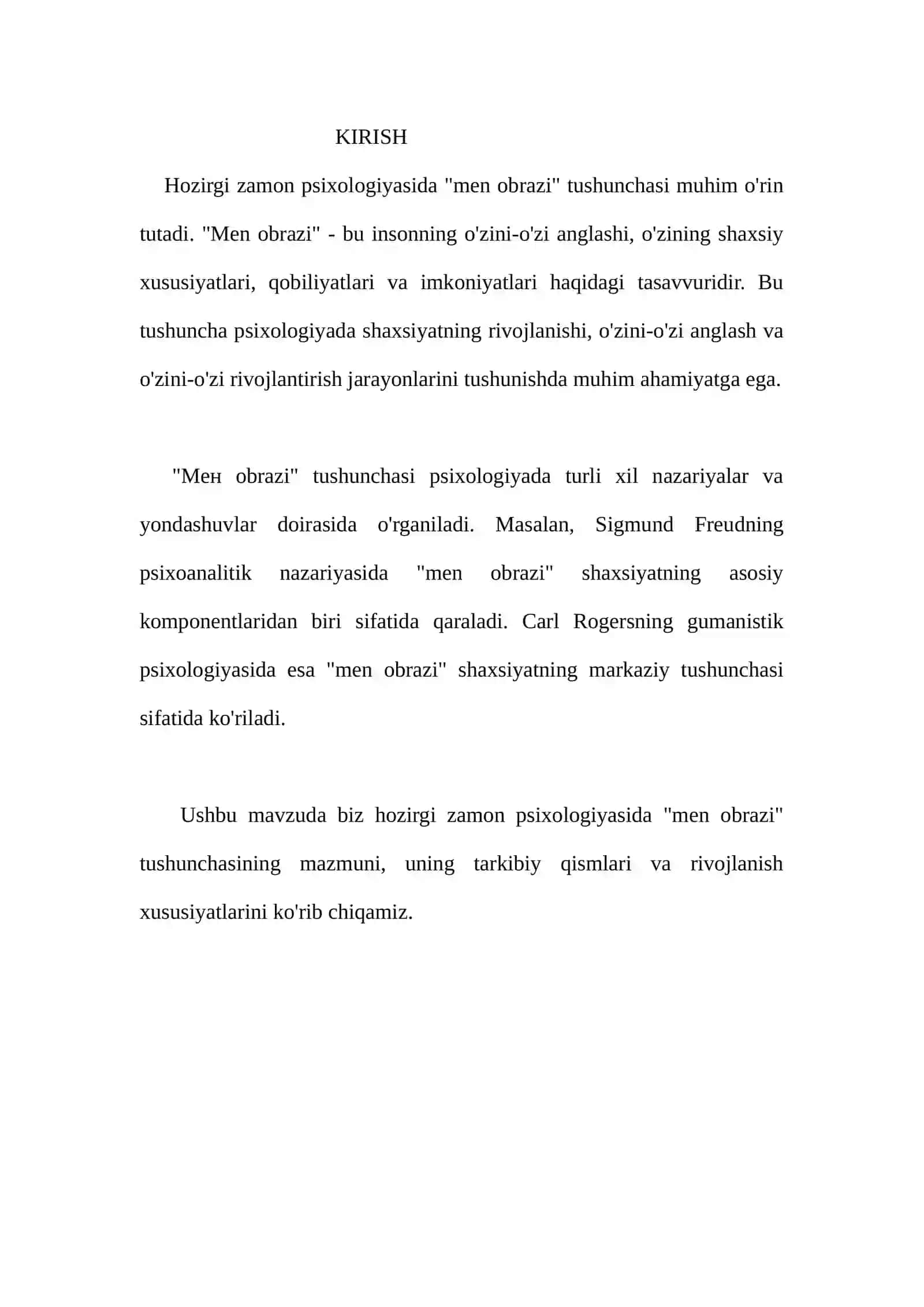 "Men obrazi" tushunchasi psixologiyada 2