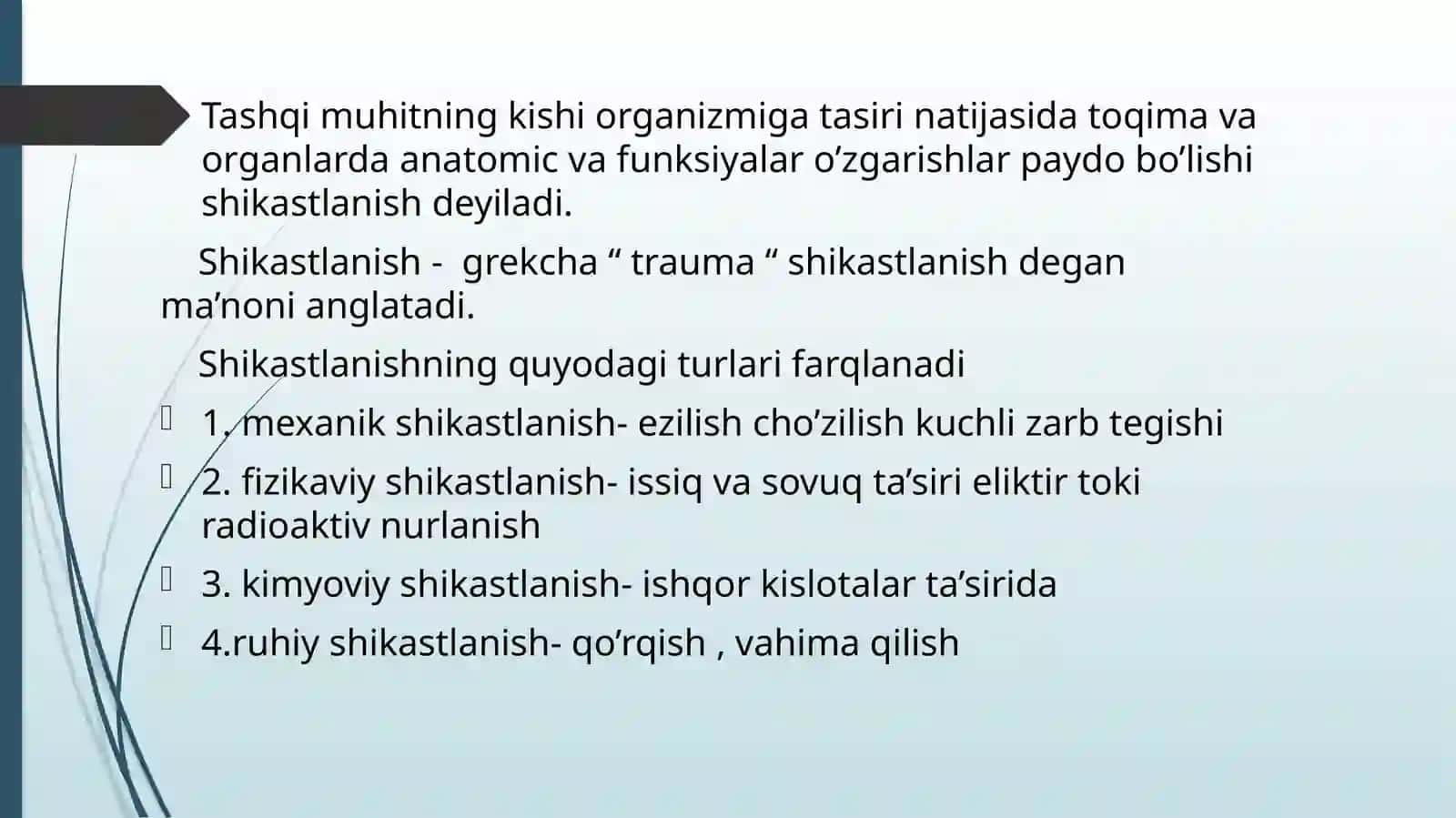 SHIKASTLANISHO’CHOQLARIDA DASTLABKI SHIFOKOR YORDAMINI TASHKIL QILISH 2