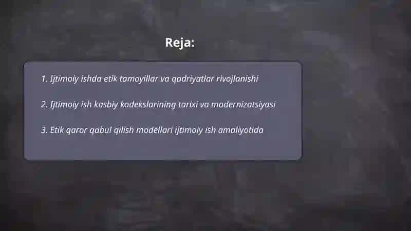 Ijtimoiy ishda etika rivojlanishi 2