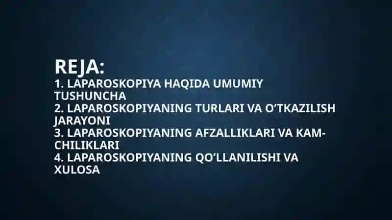 Laparaskopiyaning jarrohlikda qo’llanilishi 2