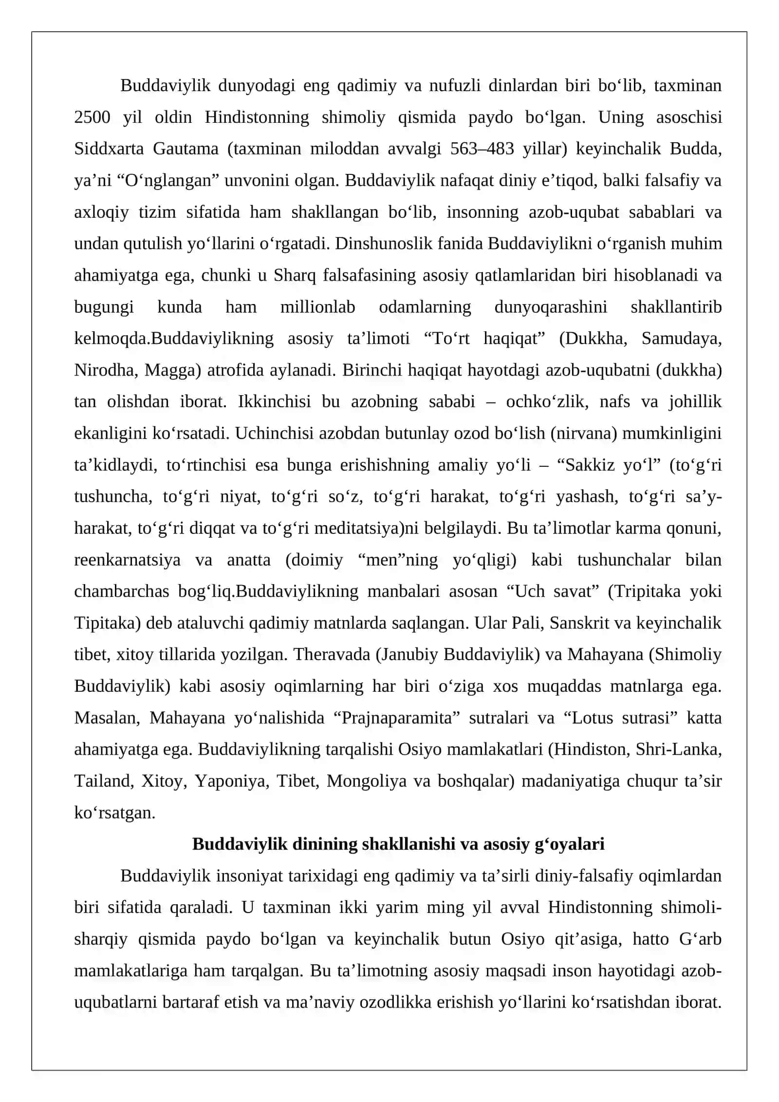 Buddaviylik dini ta’limoti va manbasi 2