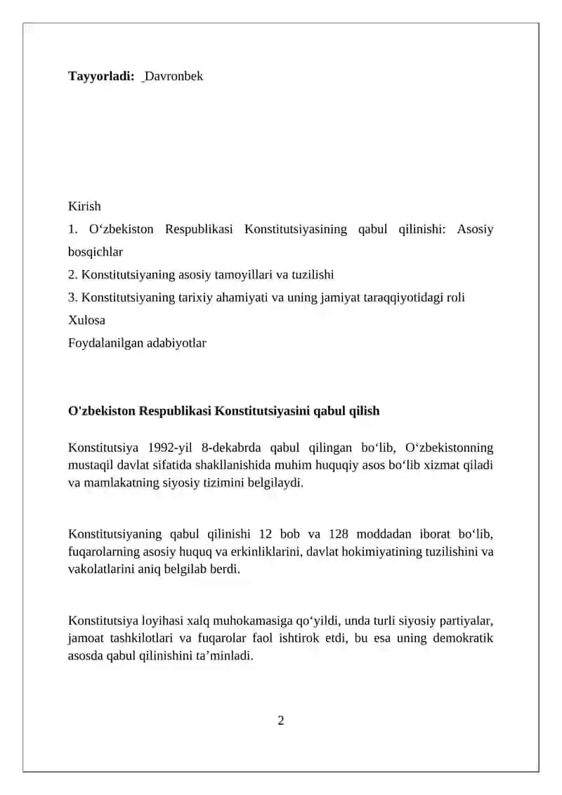 O‘zbekiston Respublikasi Konstitutsiyasi 2
