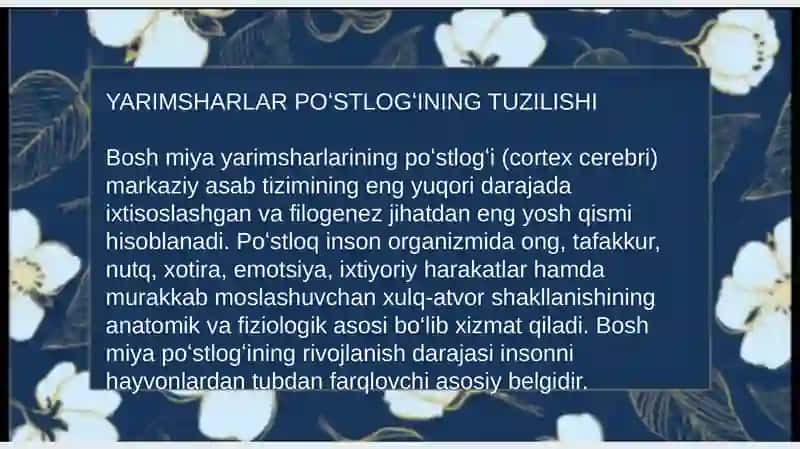 Yarimsharlar poʻstlogʻining tuzilishi 2