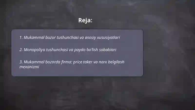 Mukammal bozorda raqobat va monopoliya 2