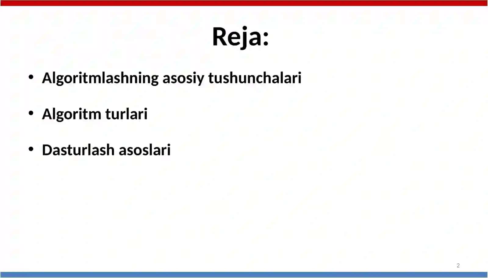 Algoritmlash va dasturlash asoslari 2