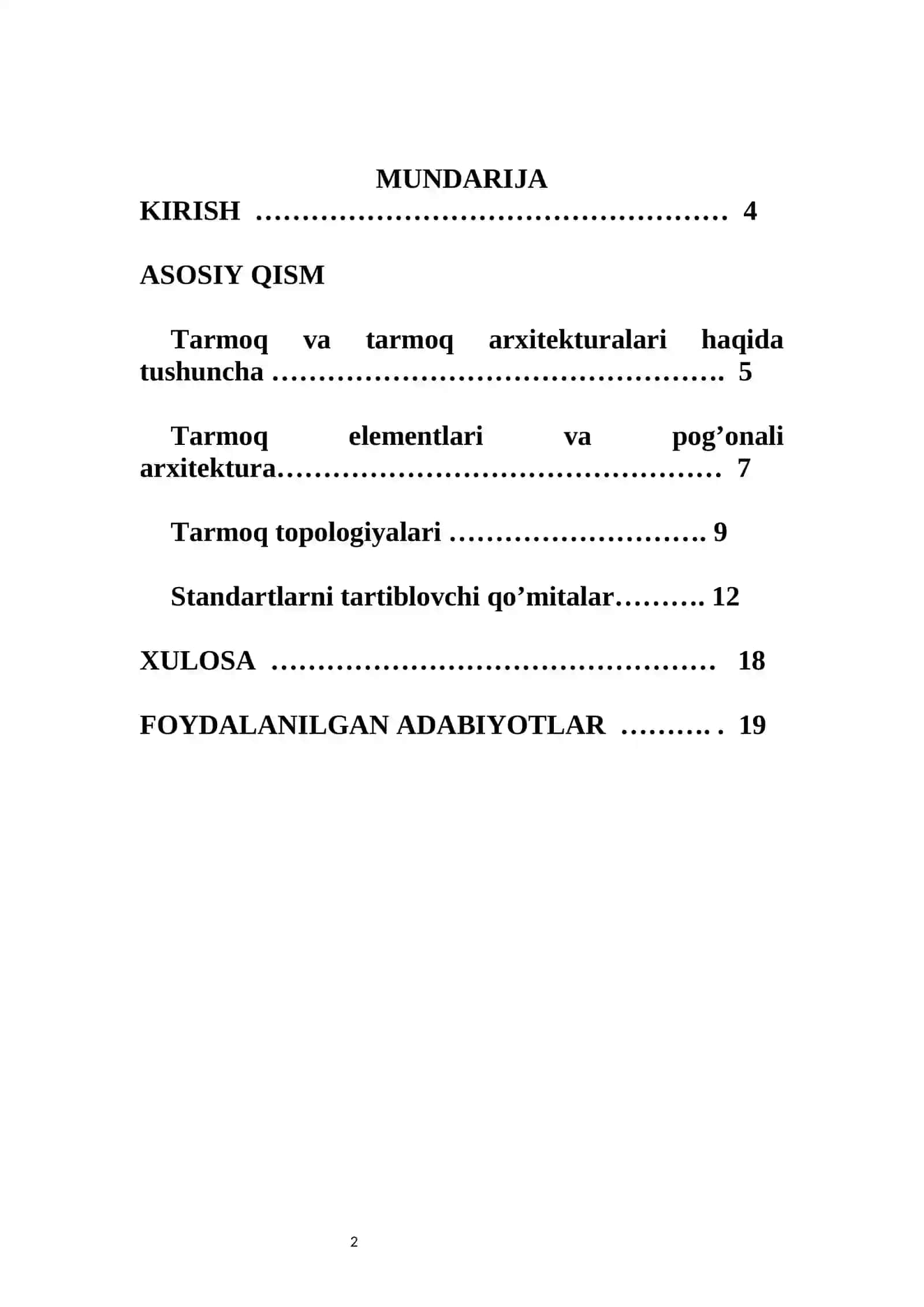 Tarmoq standartlarini tartibga soluvchi qo’mitalar 2