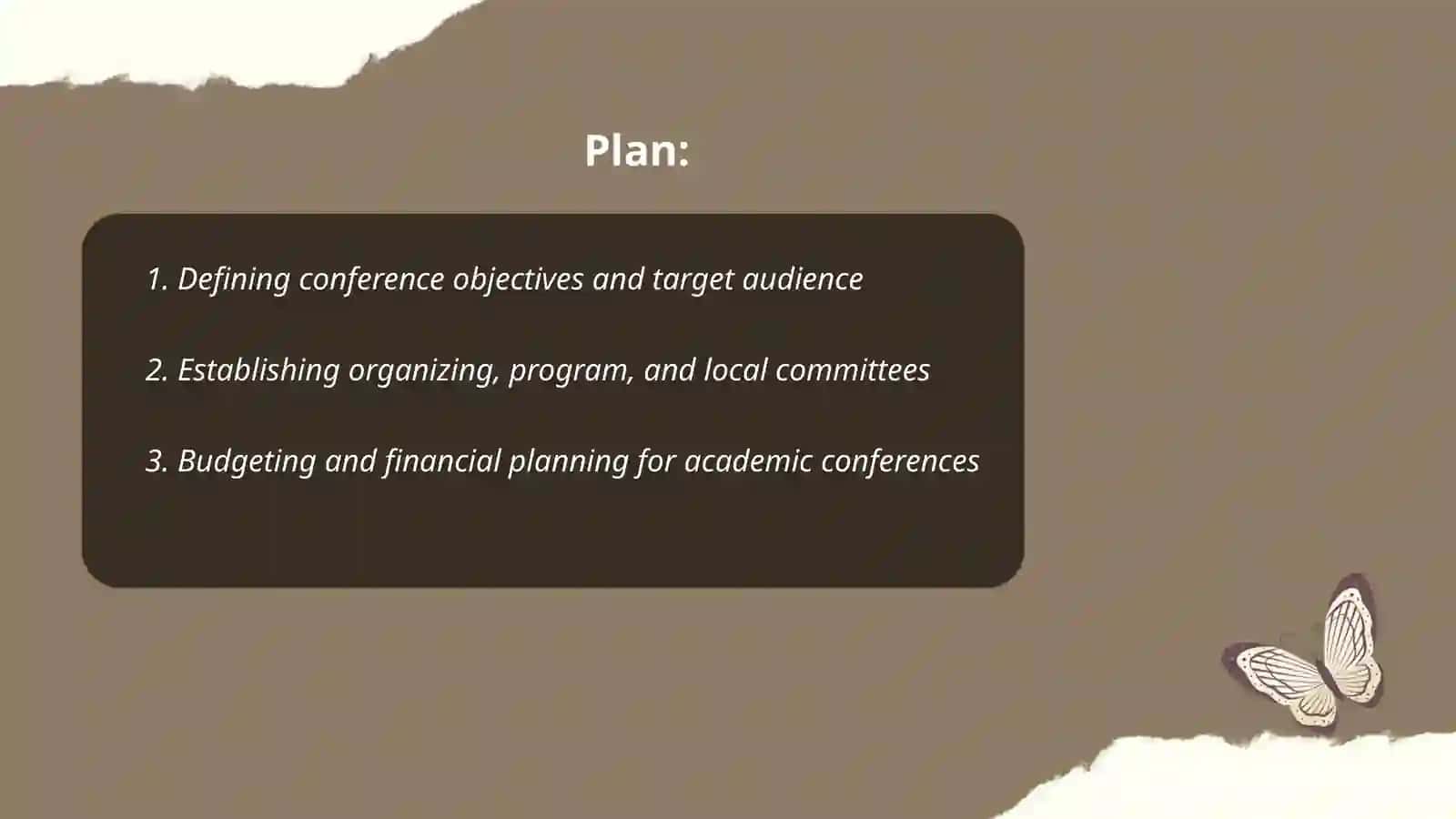 Organizing and participating in academic events. Planning a conference 2