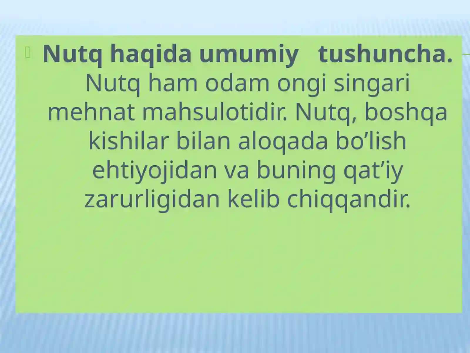 Nutqning Psixologik Tasnifi va Muloqot 2