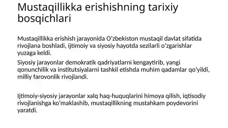 Mustaqillikka erishisharafasida O’zbekiston ijtimaio-siyosiy jarayonlar 2