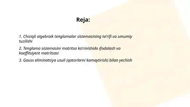 Chiziqli algebraik tenglamalar 2
