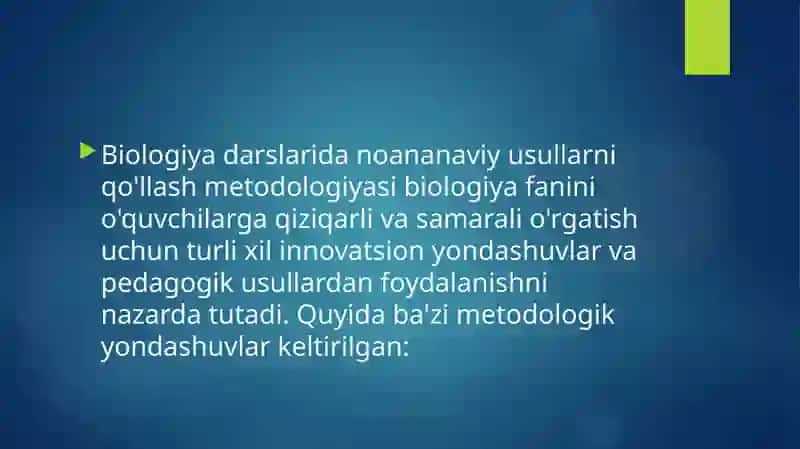 BIOLOGIYA O’QITISH METODIKASI 2