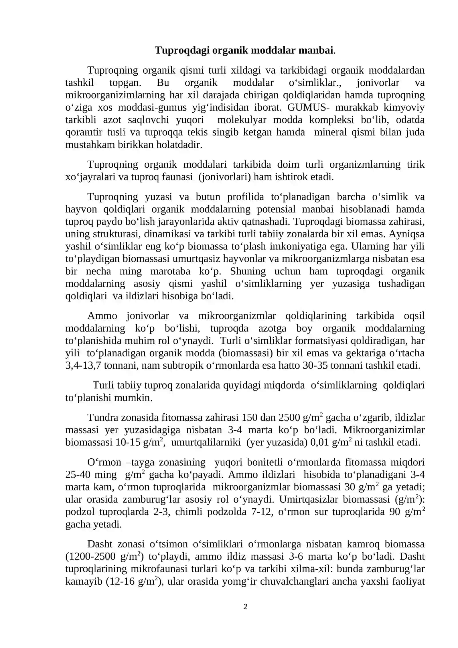 Tuproqning organik tarkibi 2