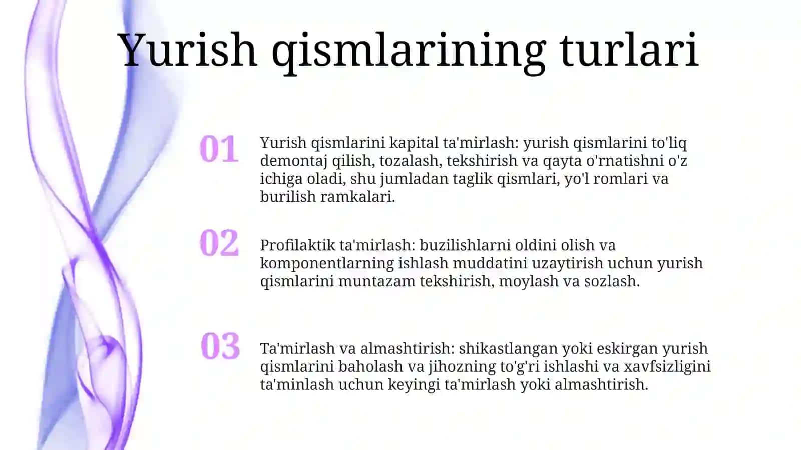 Yurish Qismga TexnikXizmatKorsatish 2