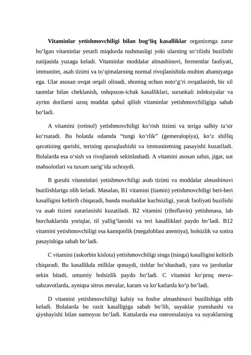VITAMINLAR YETISHMOVCHILIGI KASALLIKLARI 2