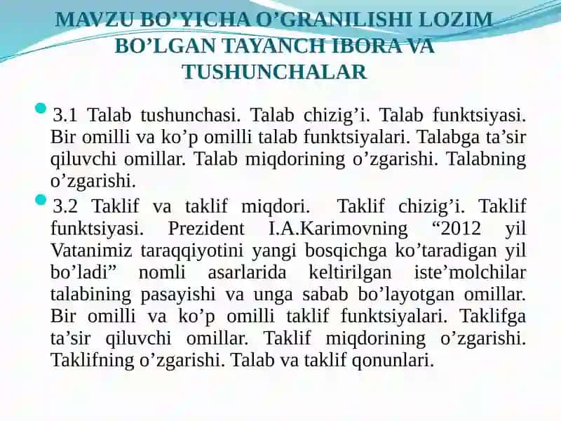 TALAB VA TAKLIFTAHLILI.BOZOR MUVOZANATI 2