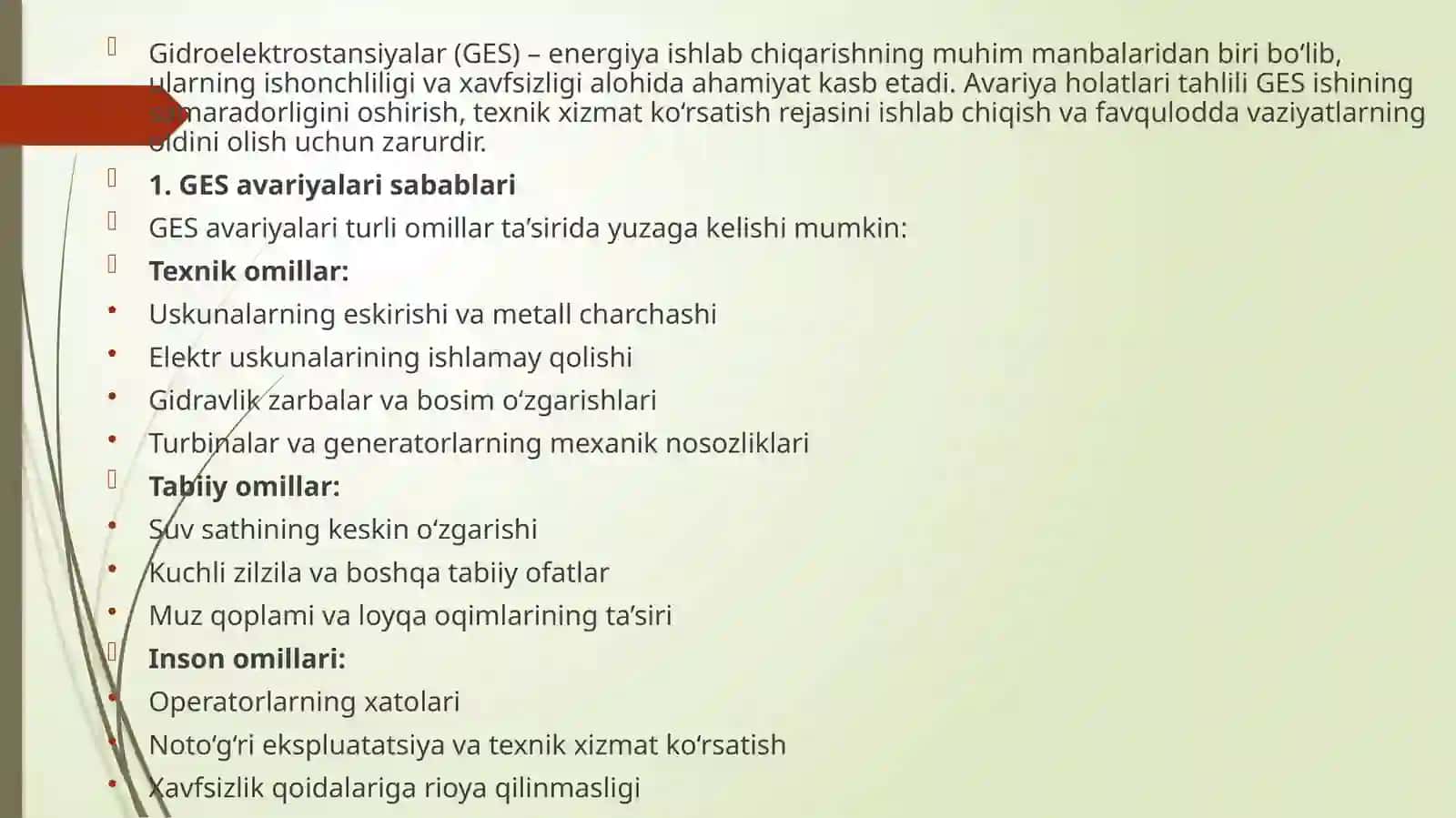 Gidroelektr stansiyalarda avariya holatlari tahlili 2