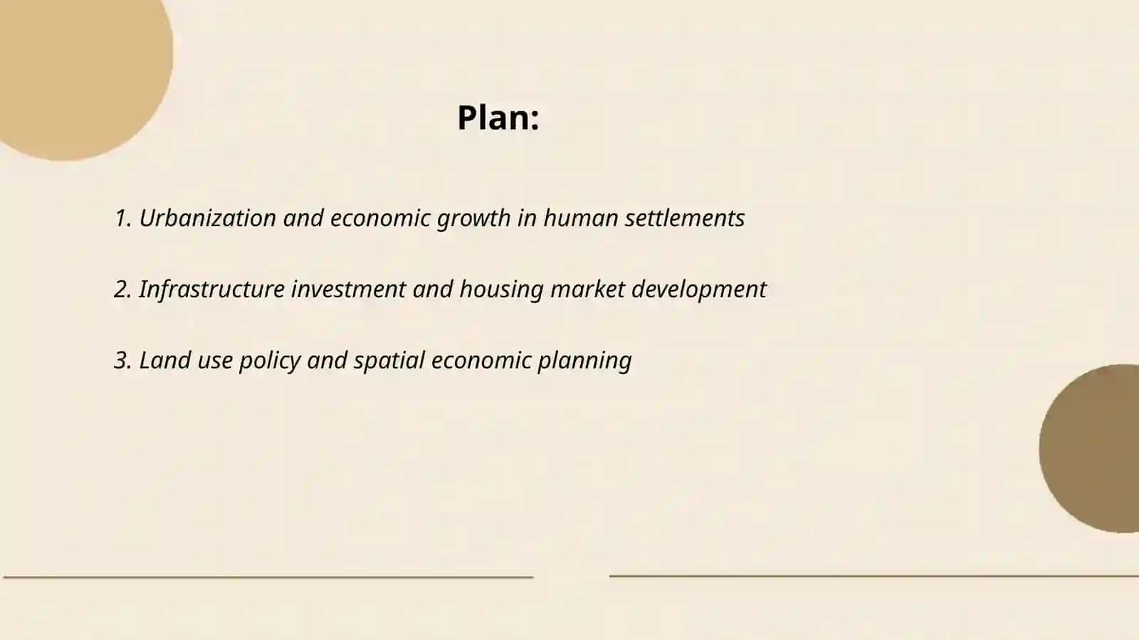 Economic development on human settlements 2