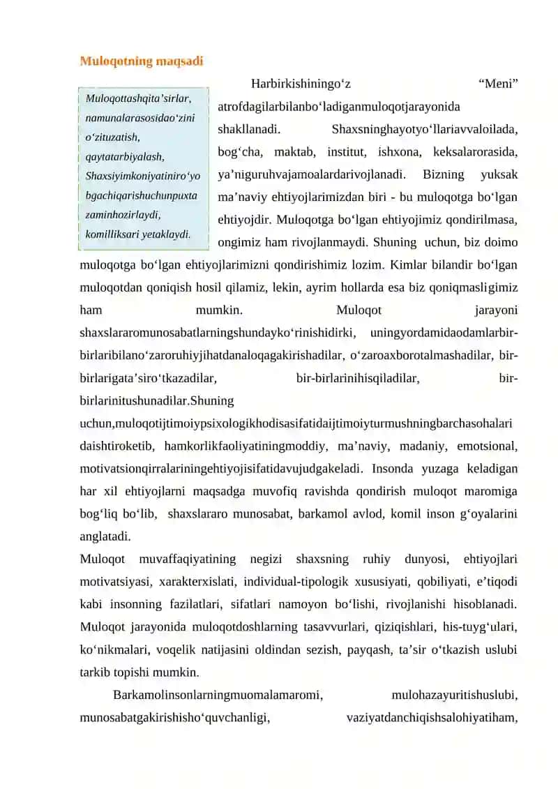 MAVZU. BIZNES MULOQOT VA NUTQIY FAOLIYAT 2