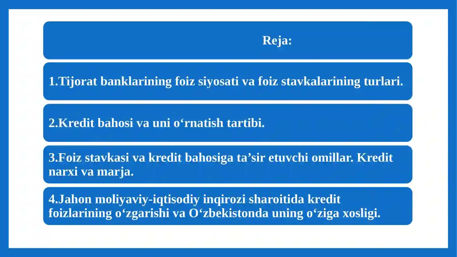 Tijorat banklarining foiz siyosati 2