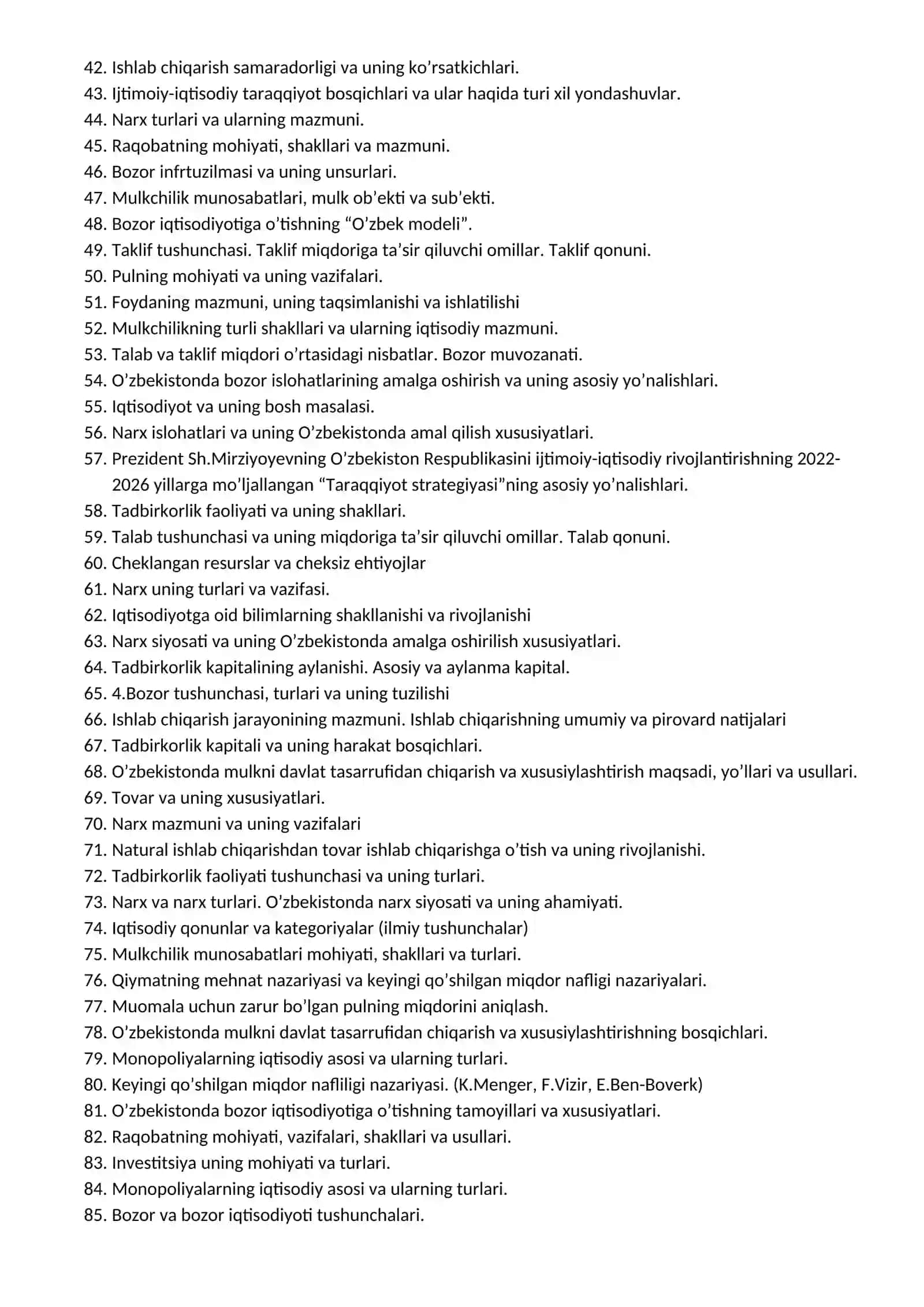 FAN “Iqtisodiyot nazariyasi” 2