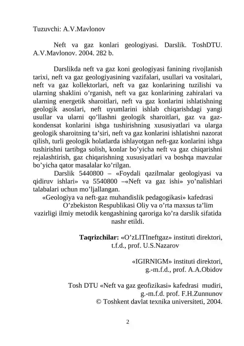 Neft va Gaz Konlari Geologiyasi Darslik 2
