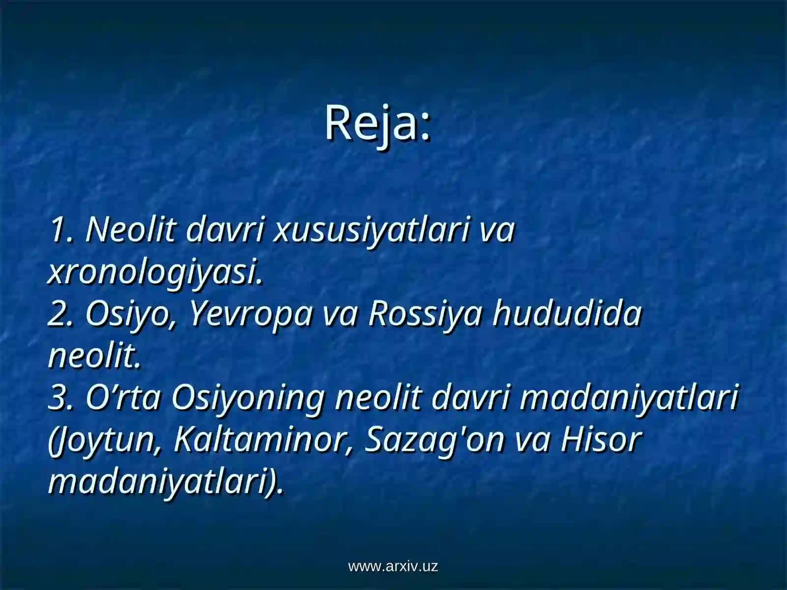 Neolit davri arxeologiyasi 2