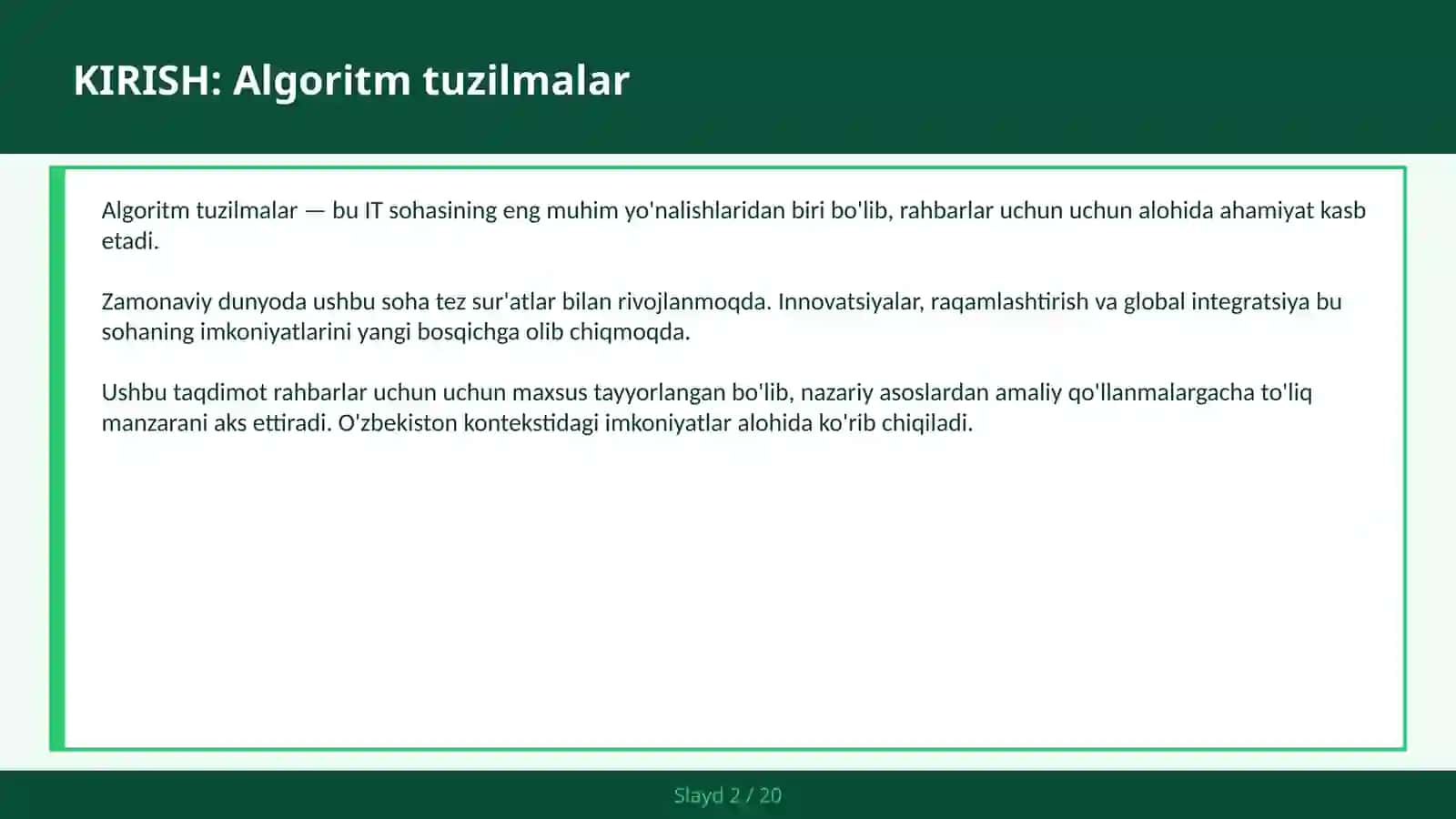 Algoritm tuzilmalar 2