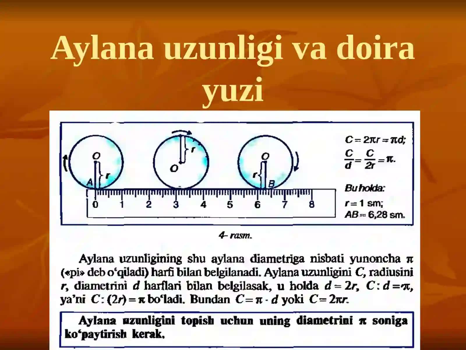 Aylana uzunligi va doira yuzi 2
