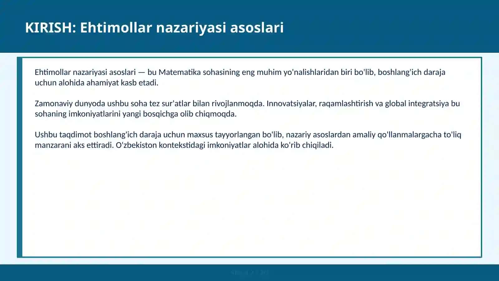 Ehtimollar nazariyasi asoslari 2
