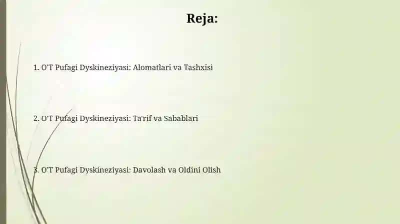 O'T Pufagi Dyskineziyasi 2