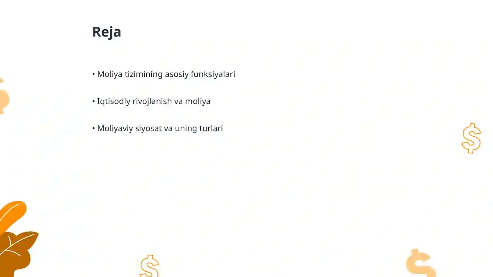 Moliya tizimining iqtisodiyotdagi o'rni va moliyaviy siyosatning samaradorligi 2