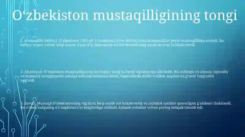 Mustaqil OʻZbekiston Respublikasining Tashkil Topishi Va Uning Tarixiy Ahamiyati 2