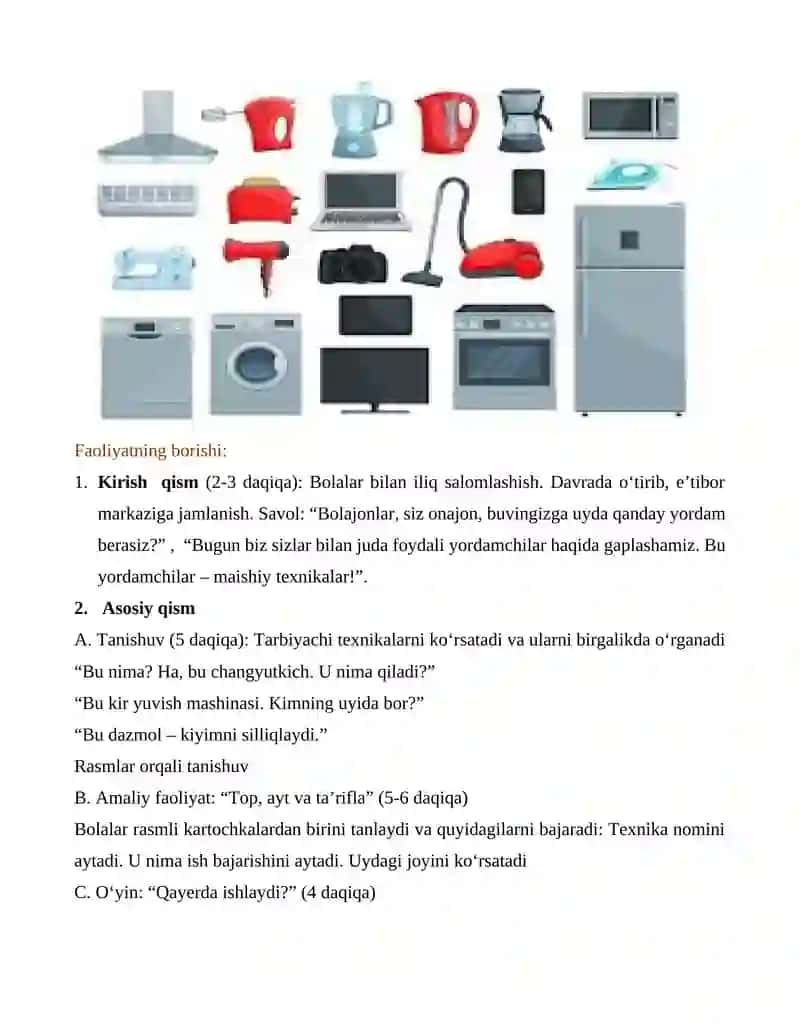 BIZNING YORDAMCHILARIMIZ – MAISHIY TEXNIKA 2