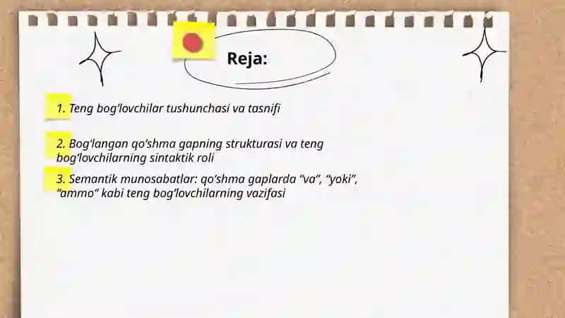 Teng bogʻlovchilar tushunchasi va tasnifi 2