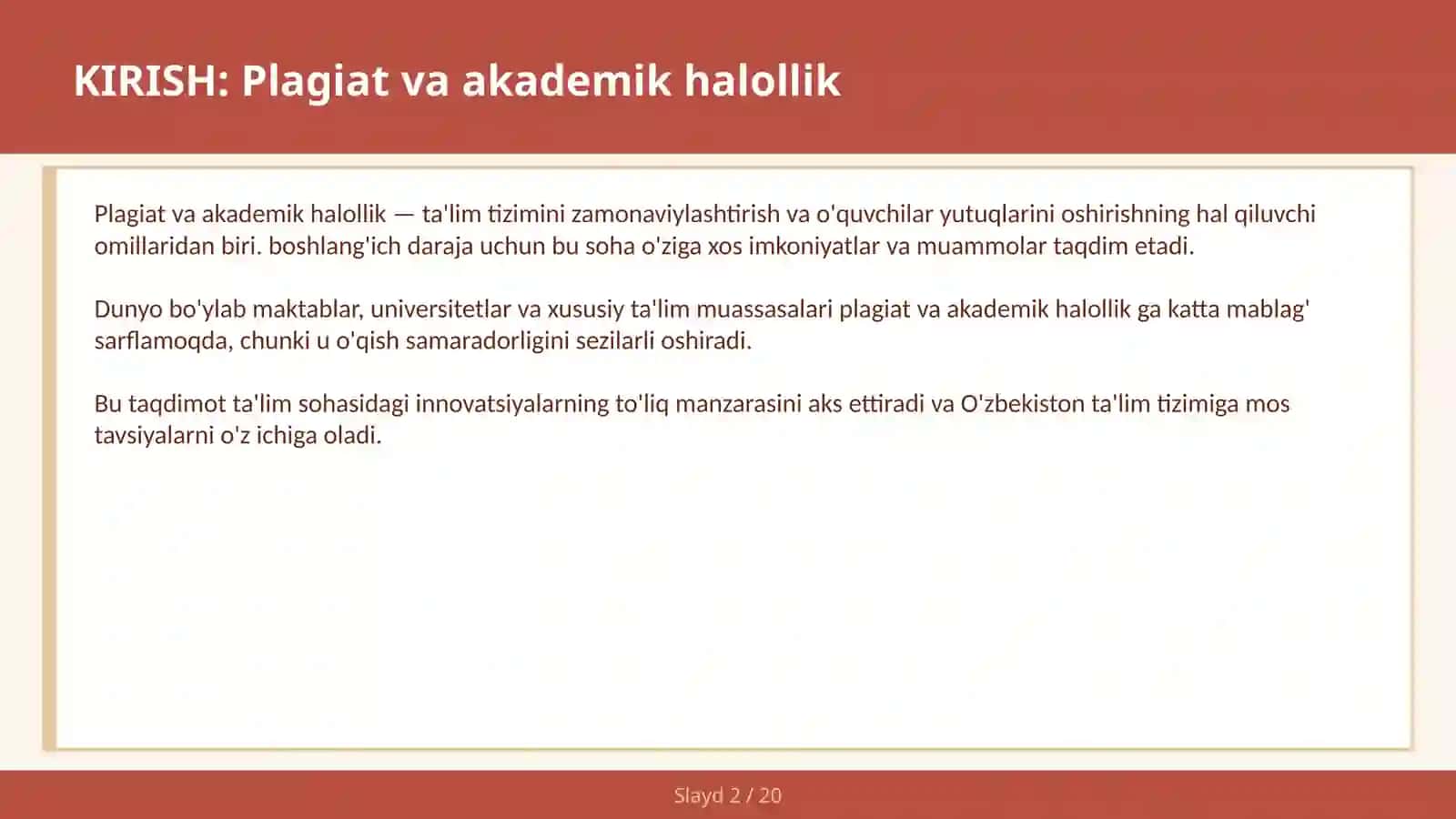 Plagiat va akademik halollik 2