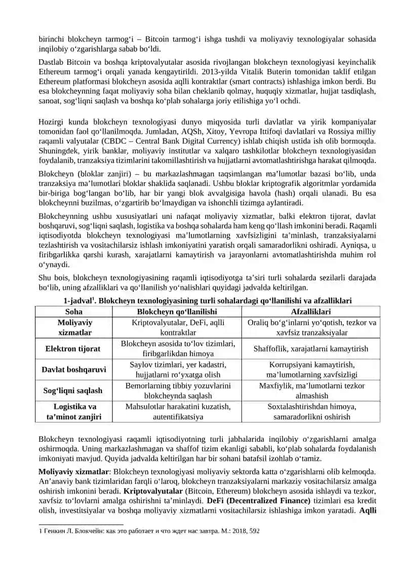 Blokchain texnologiyasi ilovalari 2